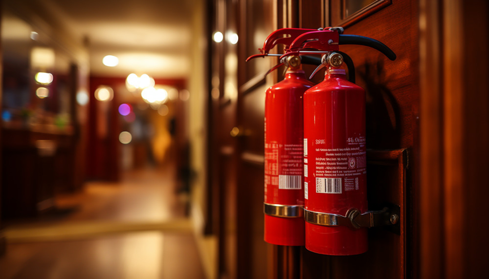 Wie sichert man Feuerlöscher in einem Raum?